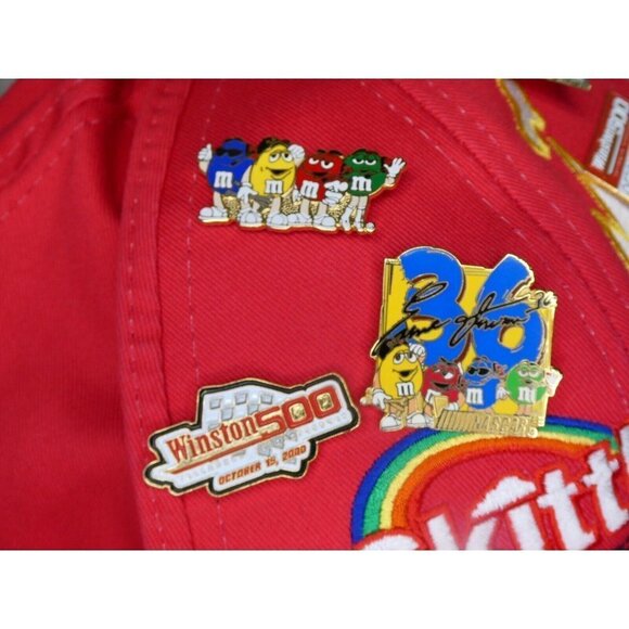 Vintage Nascar Hat Skittles Racing Team Ernie Irvan Hat With 8 Pins Talladega - Picture 10 of 16